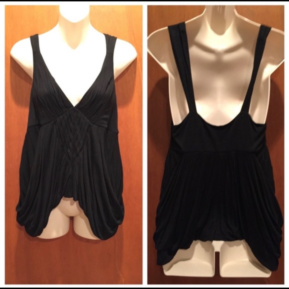 Vivienne Tam Asymmetrical V neck Black top